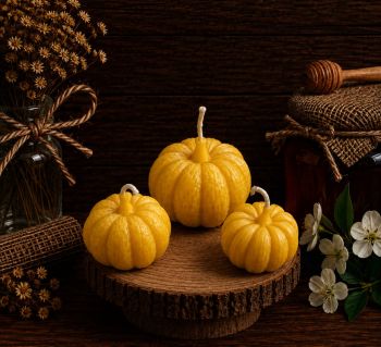 Pumpkin Beeswax Candle Set of 3 different sizes meticulously crafted from pure beeswax, creating lifelike seasonal centerpieces. Whether used alone or paired with other decor, these candles cast a warm and inviting glow, infusing your space with the beauty of autumn.