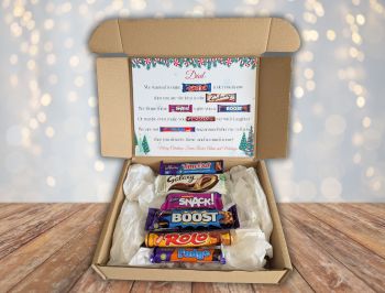 Introducing our Dad Christmas Chocolate Poem Gift Box!&nbsp;Packed with six delicious full-sized chocolate bars, it&rsquo;s the perfect way to spread holiday cheer.