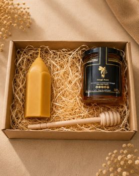 Discover the perfect token of appreciation with our exclusive Teacher Gift Box. Crafted to express gratitude, this thoughtful box includes two carefully selected items.
Firstly, savor the rich taste of our premium Raw Honey. Sourced from the finest locations, our raw honey not only tantalizes the taste buds but also offers a natural and health-conscious treat.
Complementing the sweet experience is our Pencil Beeswax Candle. This whimsical creation adds a touch of creativity to your teacher's space. Meticulously crafted, it seamlessly combines artistry with functionality, making it a charming addition to any desk or room.
The Teacher Gift Box is more than just a present; it's a unique blend of wellness and charm, a heartfelt way to convey gratitude to the educators who shape our lives.