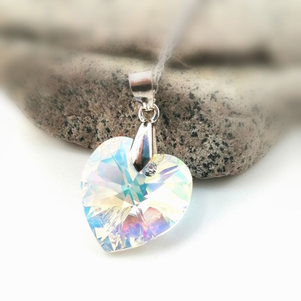 Swarovski Crystal Heart Pendant on Sterling Silver Shop In Ireland