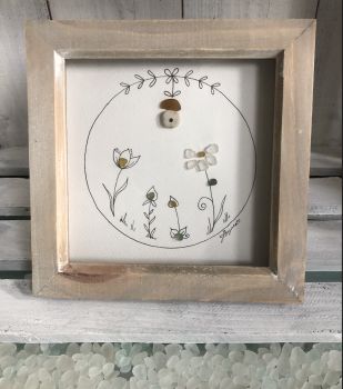 New Home.&nbsp; &nbsp;Made from naturally geniune tumbled seaglass from Seaham beach. wooden frame 7 inches X 7 Inches