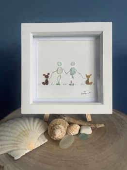 Out for a walk with the dogs.&nbsp; &nbsp;Made from naturally geniune tumbled seaglass collected by me and my family&nbsp; from Seaham beach. wooden frame 7 inches X 7 Inches