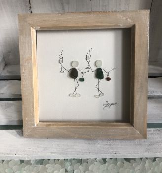 Girls night out.&nbsp; &nbsp;Made from naturally geniune tumbled seaglass collected by me and my family&nbsp; from Seaham beach. wooden frame 7 inches X 7 Inches