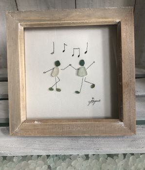 When you hear the music - Dance.&nbsp; &nbsp;Made from naturally geniune tumbled seaglass collected by me and my family&nbsp; from Seaham beach. wooden frame 7 inches X 7 Inches
