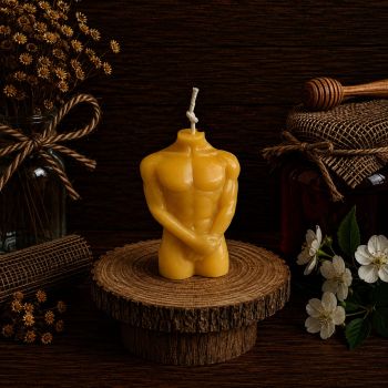 Introducing our Man Shape Beeswax Candle, a unique and captivating addition to your decor. Handcrafted from our premium beeswax, this candle embodies masculinity and elegance in equal measure.Standing at 90mm in height and 60mm in width, our Man Shape Beeswax Candle is meticulously designed to evoke strength and sophistication. With a weight of 76g, it offers substantial presence while remaining easy to handle.Enjoy up to 15 hours of burn time as the warm glow of this distinctive candle fills your space with ambiance. Perfect for adding a touch of character to any room, our Man Shape Beeswax Candle is sure to ignite conversation and admiration.