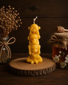 Introducing our captivating Overlapping Monkeys Beeswax Candle, a unique and artistic addition to your home decor. Crafted with care from our premium beeswax, this candle showcases the playful charm of intertwined monkeys.
Standing at 130mm in height and 60mm in width, our Overlapping Monkeys Beeswax Candle is a testament to the beauty of nature and artistry. Weighing 114g, it offers a substantial presence that is sure to catch the eye.
With a burn time of approximately 15 hours, this exquisite candle infuses your space with warmth and ambiance, creating a cozy atmosphere for relaxation or entertaining. Whether displayed as a centerpiece or accent piece, our Overlapping Monkeys Beeswax Candle adds a touch of whimsy and elegance to any room.