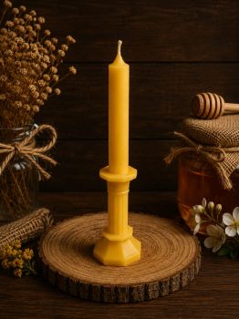 Introducing our exquisite Octagonal Shape Beeswax Candle, a harmonious blend of elegance and craftsmanship. Handcrafted from pure beeswax, this candle boasts a distinctive octagonal shape that adds a touch of sophistication to any setting.
Standing tall at 190mm in height and 50mm in width, our Octagonal Shape Beeswax Candle is a statement piece that commands attention. Despite its statuesque presence, it weighs a mere 63g, making it effortlessly portable and versatile for decoration.
Enjoy up to 15 hours of burn time as the warm glow of this unique candle illuminates your space with charm and ambiance. Whether adorning your dining table, mantelpiece, or bedside, our Octagonal Shape Beeswax Candle is sure to captivate with its timeless design and natural beauty.