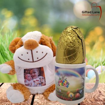 Personalised Easter Egg Hampers are a fun, unique and an ideal personalised Easter gift for a child this Easter. The hampers can be ordered with a variety of gifts which can be mixed and matched to make your hamper. And can be personalised with any picture or text and also includes a Easter Egg and sweets. A personalised gift from Gifted Lane.&nbsp;
