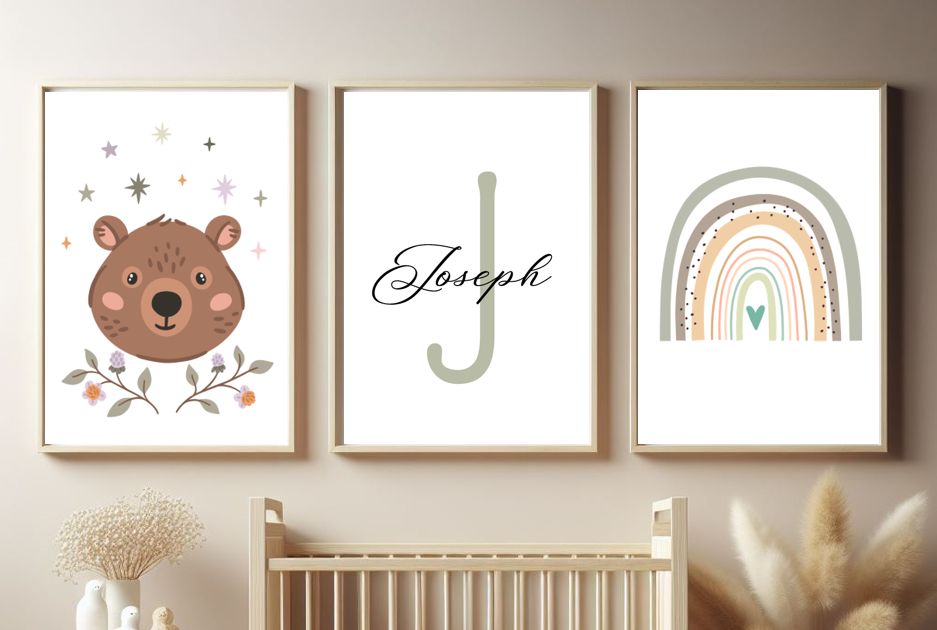 Nursery Print Personalised Nursery Wall Art New Baby Personalised