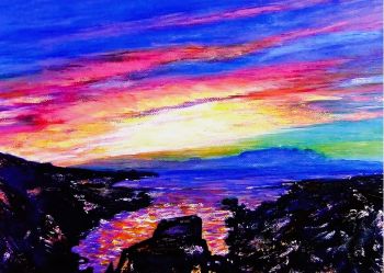 Fine art Irish sunset print of my original acrylic painting. A beautiful sunset sky from Gortnakilly Pier, Kilcrohane on the Sheepshead Peninsula in West Cork and part of the Wild Atlantic Way route.
Search for my store Sarah Elliott Fine Art to see all my products.