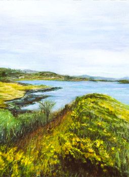 Coastal Gorse &ndash; fine art Irish landscape print created from my original painting of these vibrant yellow flowers with the coastal town of Ahakista in the distance.
Search for my store&nbsp;Sarah Elliott Fine Art&nbsp;to view all my products.
