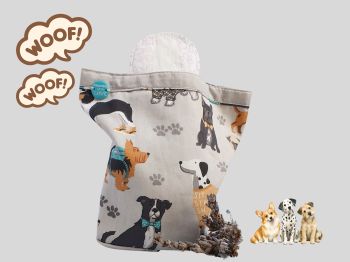 This sanitary pads holder bag has cute different cats wearing glasses print. This medium sized period pads holder/cosmetic bag is ideal for first periods for your teenage girl, or the dog lover in your life. It is fully lined with matching soft grey cotton fabric. It has a 3 press studs to close.&nbsp;
This bag will fit standard period pads or tampons packets. The bag measures 24cm long X 18cm wide with a handmade tag added. It is a descreet way of holding pads, if needed or can&nbsp; be used for everyday uses.&nbsp;&nbsp;