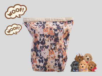 This sanitary pads holder bag has lots of happy dogs print. This medium sized period pads holder orcosmetic bag is ideal for first periods for your teenage girl, or the dog lover in your life. It is fully lined with matching soft grey cotton fabric. It has a 3 press studs to close.&nbsp;
This bag will fit standard period pads or tampons packets. The bag measures 24cm long X 18cm wide with a handmade tag added. It is a descreet way of holding pads, if needed or can&nbsp; be used for everyday uses.&nbsp;&nbsp;