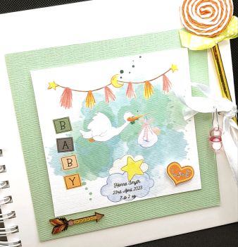 Celebrate the arrival of a little one with this beautiful personalised new baby and christening scrapbook photo album gift. Cherish precious memories and milestones with this unique keepsake. A perfect gift for new parents or for a christening ceremony. Order yours today!
Each book comes with a gorgeous pen ,a colourful pendant and some stickers to get you started just free of charge!
There are different designs to choose from , just pick you preferred one from the options available.
All albums can be gift wrapped , with a gift note if desired (Please just send me a message if you required it)
Please notice that some colours for the underneath textured paper, pen, pendant and some embellishments will vary depending of stock availability and matching items.
Each album is carefully made to order, so there may be some slight variation in the design depending of the length of text required
Product features: spiral bound,40 sheets,200 gsm white paper, acid free.
Album size: 8 x8 inches.
Matching products available. You can choose to add a matching personalised frame to your order for a discounted price. The completed set for that extra special touch!