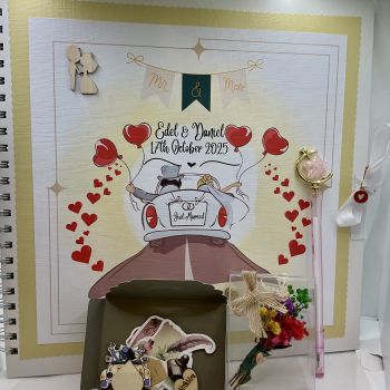 Handmade,personalised scrapbook photoalbum for couples. Wedding and engagement gift.