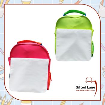 Personalised Neon Hi-Vis multi-coloured Rucksack / School Bag can make a special and unique gift for a Child or for a School Bag. They can be personalised with any pictures or text on them with a child favourite picture or hobby, cartoon, music or sporting star and their name on them if you wish. Bag come in either Green/Blue or Orange/Pink in colour. Another special personalised gift from Gifted Lane. Check out our store today&nbsp; and view our full range of personalised gifts from Gifted Lane. Remember a personalised gift from Gifted Lane is always a special gift