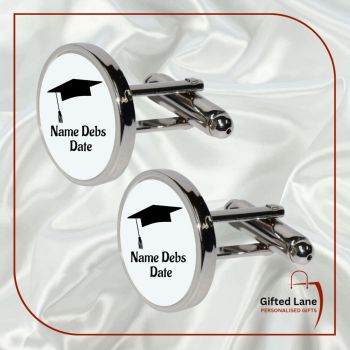 Personalised Graduation/Debs Cuff Links is a personalised gift accessory and a keepsake of a special day. They can be personalised with a picture and with a date or name on them. And are available in circle or square shape in silver or rose gold colour. Another special personalised gift from Gifted Lane.&nbsp;