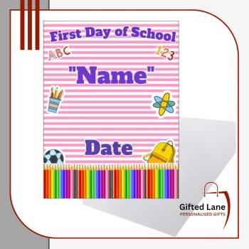 Create a memory and mark the special occasion of the First Day of School or Pre School with a personalised photo board with the Child's First Day of School details. They can be personalised with any picture and or text on them.&nbsp;Another special personalised gift from Gifted Lane. Check out our store today and see, like, comment and review on our full range of personalised gifts from Gifted Lane. Remember a personalised gift from Gifted Lane is always a special gift.