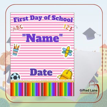 Create a keepsake and mark the special occasion of a child First Day of School or Pre School with a personalised My First Day of School Plaque with all the Child's First Day of School details. It can be personalised with any picture and or text on them. Another special personalised gift from Gifted Lane. Check out our store today and view our full range of personalised gifts from Gifted Lane. Remember a personalised gift from Gifted Lane is always a special gift.