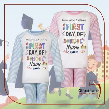 Mark the special occasion of the night before the First Day of School or Pre School with a My First Day of School personalised pyjamas. They can be personalised with any picture and or text on them. Another special personalised gift from Gifted Lane&nbsp;