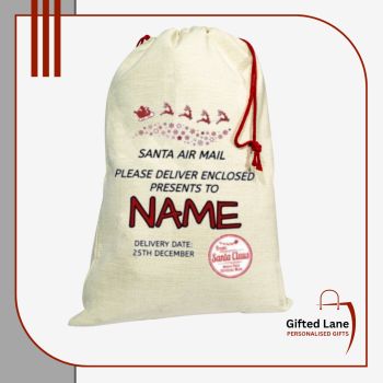 Personalised Santa Sacks is a way to personalise and present a gift to a child or someone either from yourself or from Santa Claus this Christmas or just to decorate any home for a special time of the year. These Santa Sacks come in white or cream colour and can be personalised with any picture or text on them. Another special personalised gift from Gifted Lane and would make an ideal present for someone special this Christmas.
