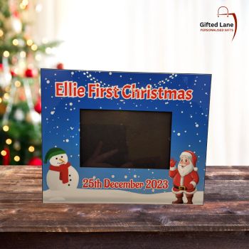 Keep a memory of a Baby First Christmas with a Personalised Picture Frame. These picture frames and 203 mm (8") &times; 254 (10") and have a insert to insert your own photo (6" x 4") into. They come as design advertised and can be personalised with text on them including child name and Christmas Day date. Another special personalised gift from Gifted Lane.
