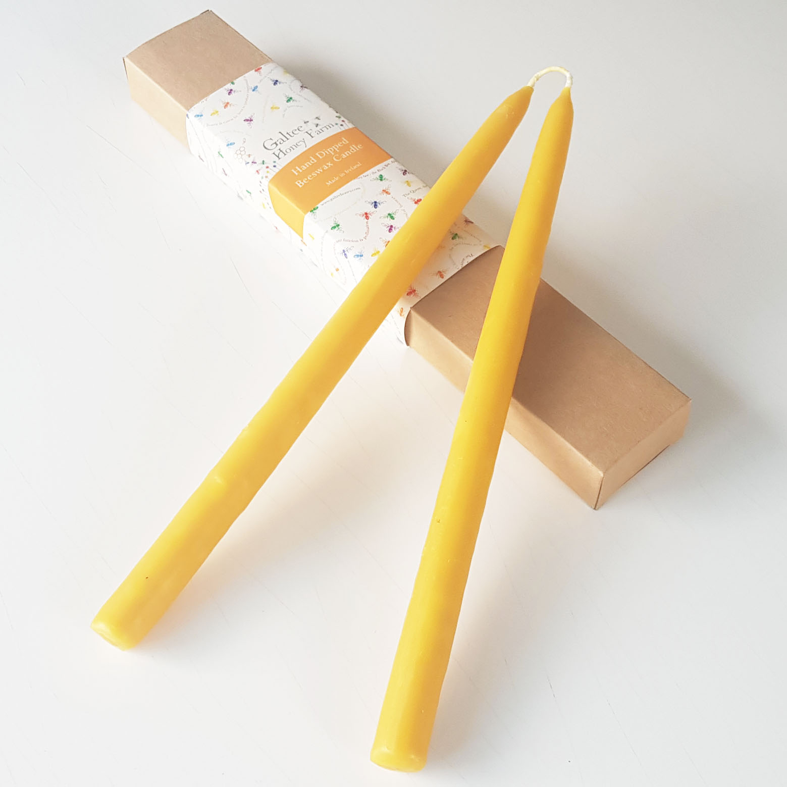 Pair of Dipped Irish Beeswax Candles 28cm Shop In Ireland