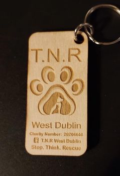 Gorgeous personalised Logo or text key ring in birch wood.