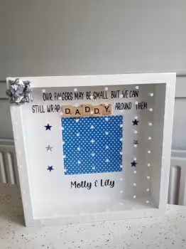 Personalised Father’s Day Gift Frame
Personalised with Child’s / Children’s Names and a sweet saying
Great gift for Dad or Grandad
And a space for the the recipient to add a photo!
25cm x 25cm………Takes 1 Nr 12cmx12cm Photograph (Add at Home)
Comes with Free Giftwrapping & Bow!
*Please Note This is not a Toy and is purely for decoration purposes, it should never be given to a Baby to play or anyone under 3 years of age, due to small parts and choking risk
