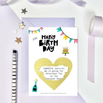 Personalised Birthday Scratch Reveal Card IOU Gift Late Present